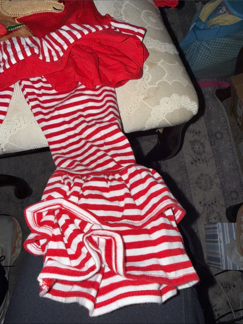 Rare Editions Red & White Reindeer Ruffle Pajama Set - Picture 2 of 5